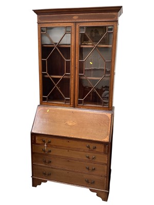 Lot 5336 - Edwardian two height mahogany bureau bookcase measuring 206cm tall x 92cm wide