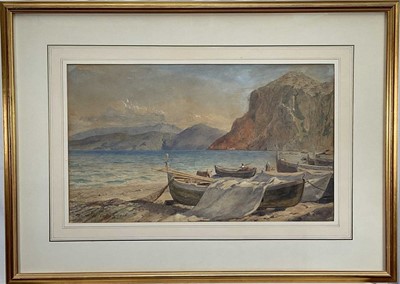 Lot 205 - John Callington Moore (1829-1880) watercolour, Capri 1860, signed titled and dated, 30cm x 50cm, glazed frame