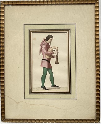 Lot 119 - 19th century hand coloured lithograph by Leopold Massard - Musette de Coeur, 15cm x 10cm, mounted and framed