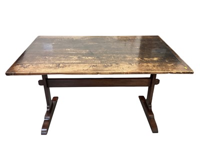Lot 5328 - Oak refectory dining table with four plank top measuring 138cm wide x 88cm deep x 78cm tall