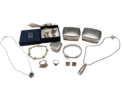 Lot 128 - Suite of Millennium silver jewellery by Dower & Hall in original pewter boxes, together with Clio Blue silver suite of jewellery