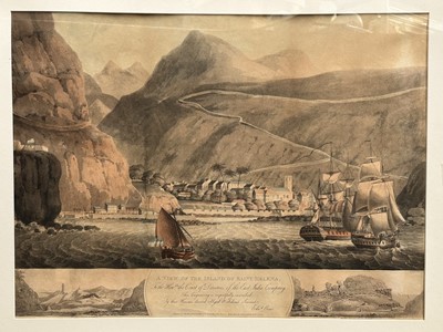 Lot 5053 - After Edward Orme, 19th century aquatint - 'A View of the Island of Saint Helena', 49cm x 65mc, in glazed gilt frame