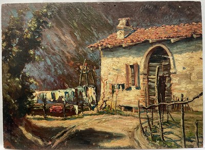 Lot 253 - French School, oil on panel, dated 1911 with attribution verso, 22cm x 30cm, unframed
