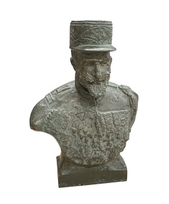 Lot 689 - French bronze bust of a First World War General in uniform, stamped A. Paltrie with further impressed marks to reverse, 18cm in overall height.