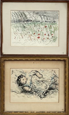Lot 111 - Elinor Bellingham-Smith (1906-1988) pencil and watercolour - Stomy Day, Gien, signed and dated 1963, 26cm x 35cm, Leicester Galleries exhibition label verso, together with another watercolour of...