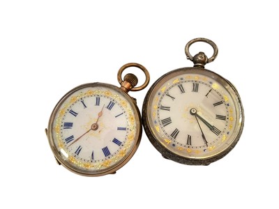 Lot 146 - 9ct gold cased fob watch and a silver cased fob watch (2)