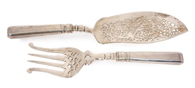 Lot 428 - Continental silver fish slice and fork
