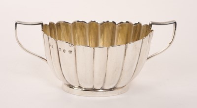 Lot 429 - Victorian silver sugar bowl with twin handles and fluted decoration (Birmingham 1892
