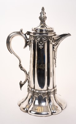 Lot 379 - Late 19th / early 20th century silver plated Gothic style flagon of cylindrical form