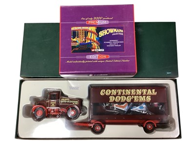 Lot 1760 - Corgi Premium Edition (one of 2000) 1:50 scale Showman's Collection Jennings Scammell Highwayman Ballast & Dodgem Trailer ~ 16602, John Thurston & Son Ltd Diamond T Ballast ~ 55609 and...
