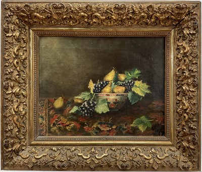 Lot 10 - Manner of Charles Thomas Bale (1845-1925) oil on canvas, Still Life of fruit, bearing signature, inscribed verso, 20cm x 25cm, gilt frame