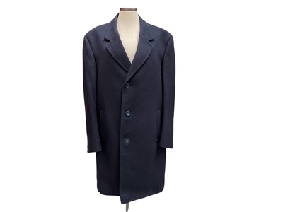 Lot 5418 - Men's good quality navy cashmere overcoat Made in Huddersfield