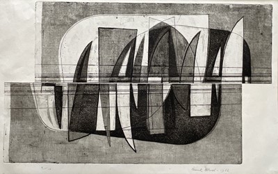 Lot 11 - Frank Howes (1916-1989) limited edition abstract print, signed and dated 1966, 3/10, 30cm x 50cm, with mount unframed