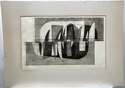 Lot 11 - Frank Howes (1916-1989) limited edition abstract print, signed and dated 1966, 3/10, 30cm x 50cm, with mount unframed