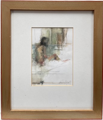 Lot 13 - Lucinda Stephens (Contemporary) watercolour, 'Ginny', signed and dated '07, artists label verso, 17cm x 12cm, glazed frame