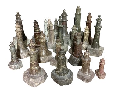 Lot 950 - Collection of Cornish serpentine lighthouse models