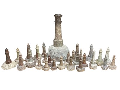 Lot 998 - Collection of Cornish serpentine lighthouse models