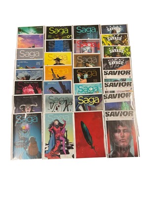 Lot 2858 - One box of modern comics to include Image comics "Saga #1-54" Marvel "Scarlet Witch, Secret Empire, Secret Wars, Secret Warriors, Sentry" DC Comics "Secret Six" and others. Approximately 180 com...