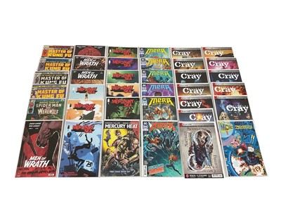 Lot 2862 - One box of modern comics to include Vertigo "The Names" Marvel "Mystique, Ms Marvel, Mr and Mrs., Mockingbird " Icon " Men of Wrath" Approximately 140 comics