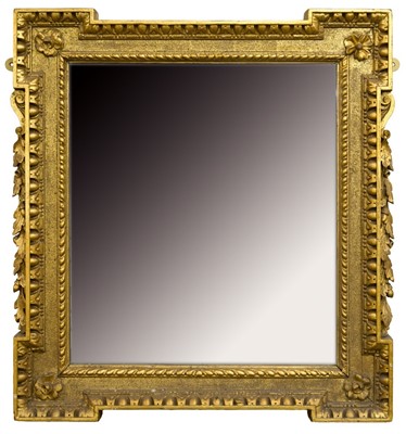 Lot 1439 - Mid 18th century giltwood kit-kat wall mirror