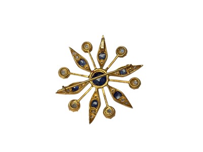 Lot 3 - Victorian style sapphire, moonstone and diamond starburst brooch / pendant