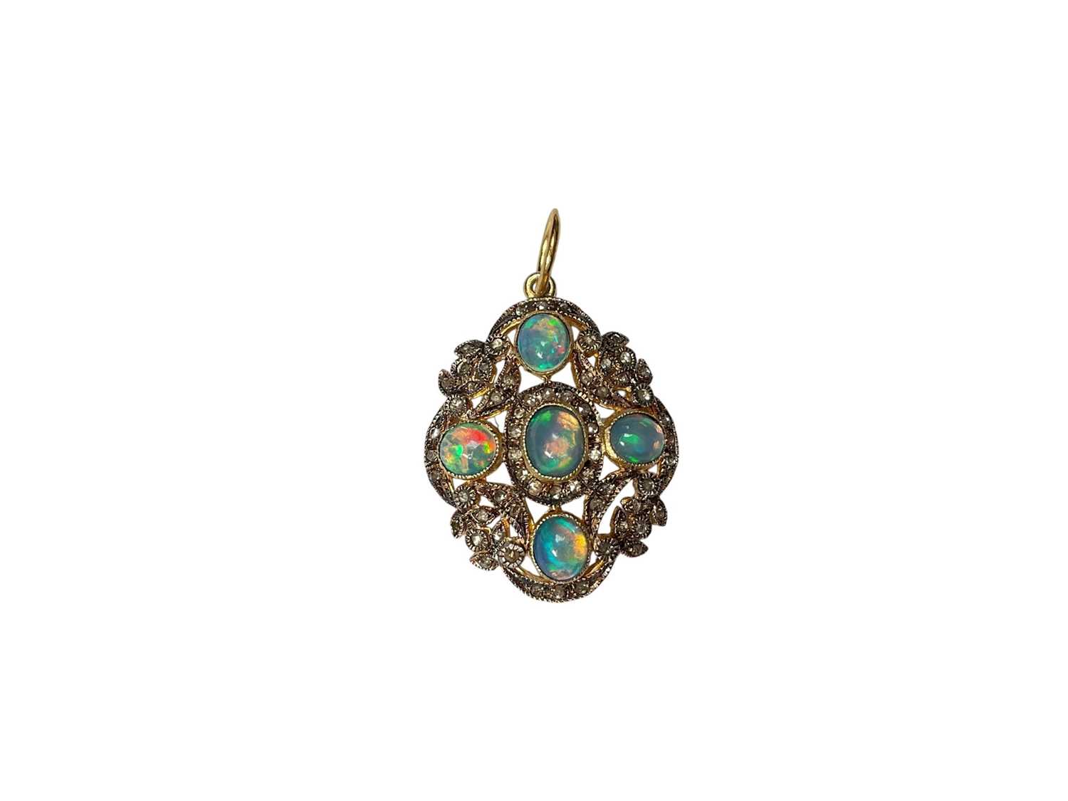 Lot 4 - Victorian style opal and diamond pendant