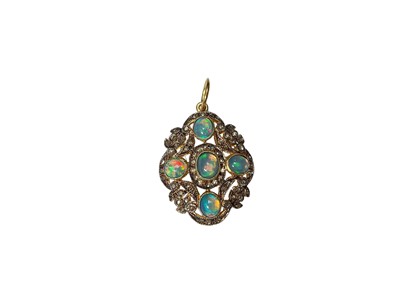 Lot 4 - Victorian style opal and diamond pendant