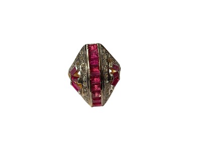 Lot 5 - Art Deco style ruby and diamond cocktail ring