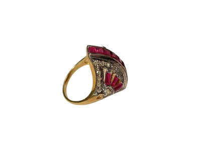 Lot 5 - Art Deco style ruby and diamond cocktail ring