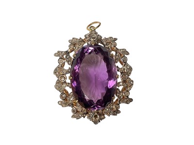 Lot 114 - Victorian style amethyst and diamond pendant