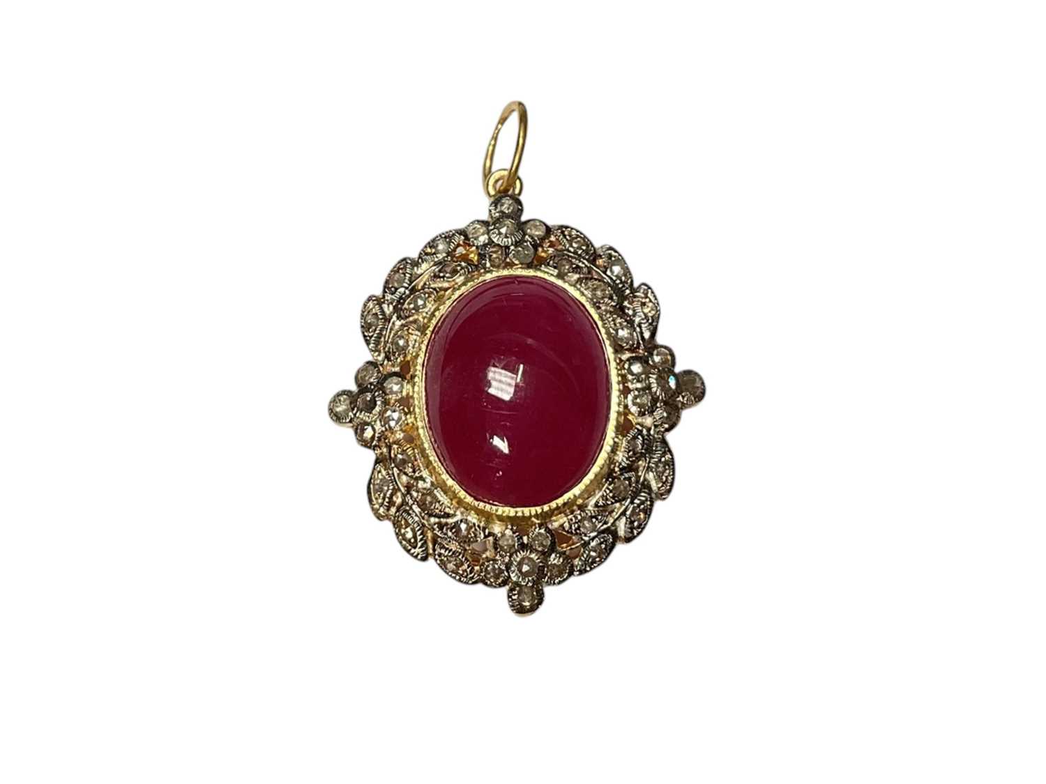 Lot 8 - Victorian style ruby and diamond pendant