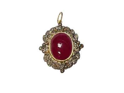 Lot 115 - Victorian style ruby and diamond pendant