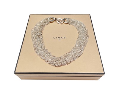 Lot 137 - Links of London silver multi strand chain necklace with a toggle clasp (London 2006), 47cm long, in original box
