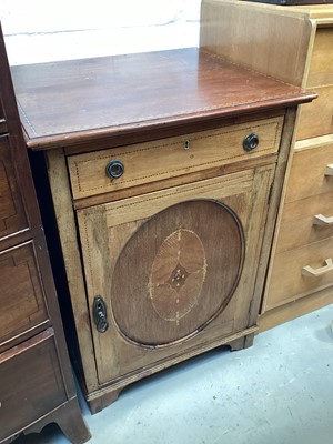 Lot 5425 - Edwardian inlaid mahogany side cabinet with single drawer above a cupboard below, on bracket feet