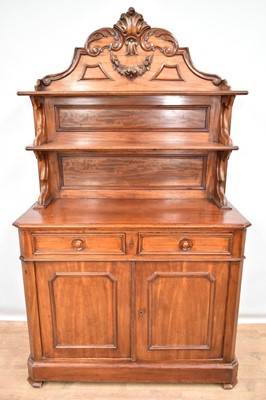 Lot 1357 - 19th century mahogany chiffonier with high arched shelved back