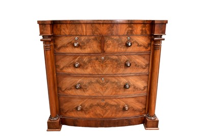 Lot 1358 - Victorian flame mahogany chest of two short and three long drawers