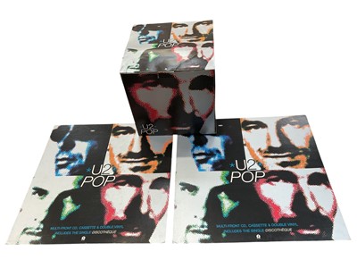 Lot 1115 - 1980s -1990s pop memorabilia - record shop publicity display items including U2 pop cube, 2 x U2 large discotheque boards, 2 x U2 pop display boards, Prince1987 cancelled tour Wembley albums/tic...