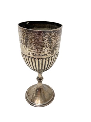 Lot 417 - Silver engraved chalice, relating to Reading biscuit factory
