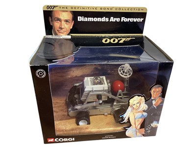 Lot 1769 - Corgi (c2000) The Definitive Collection 007 James Bond 1:36 scale movie vehicles, including Goldfinger Aston Martin DB5, Little Nellie Gyrocopter, Moon Buggy etc. all in window boxes, (15 total)...