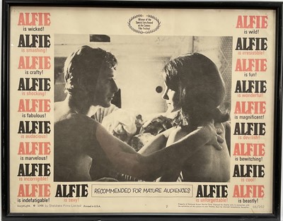 Lot 237 - 1960s Film poster - Alfie, numbered 66/262, copyright 1966 Sheldrake Films Limited, 27cm x 35cm, in glazed frame