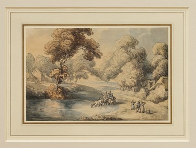 Lot 1055 - Thomas Rowlandson (1756-1827) pen, ink and watercolour – Near Godstone on the Portsmouth Road, 14.3cm x 21.8cm, glazed frame