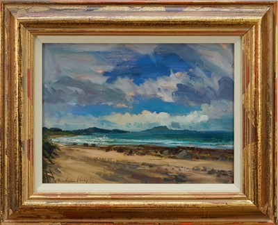 Lot 1080 - *Andrew King (b. 1956) oil on board – Clew Bay, Co Mayo, Ireland, signed, 24.5cm x 33.5cm, in glazed gilt frame