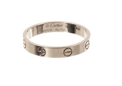 Lot 694 - Cartier 18ct white gold love ring in original box with packaging and certificate.