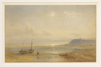 Lot 1067 - Henry George Hine RI (1811-1895) watercolour – Shore Scene near Eastbourne by Moonlight, signed and dated 1880, 20.5cm x 33cm, in glazed gilt frame