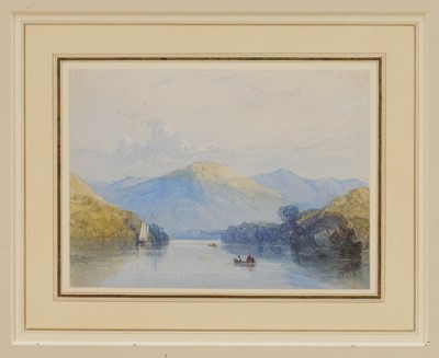 Lot 1072 - Charles Bentley OWS (1806-1854) pencil and watercolour – Lake Windermere, 11.5cm x 16cm, glazed frame