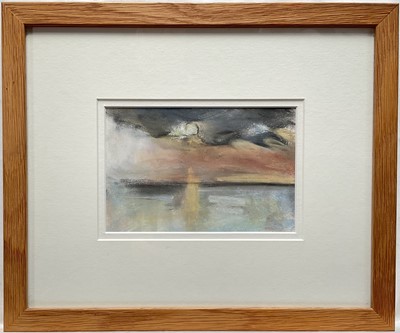 Lot 295 - Gavin Miller, contemporary, pastel – Sunset, Weybourne Beach, 12.3 x 18.4cm, in glazed frame