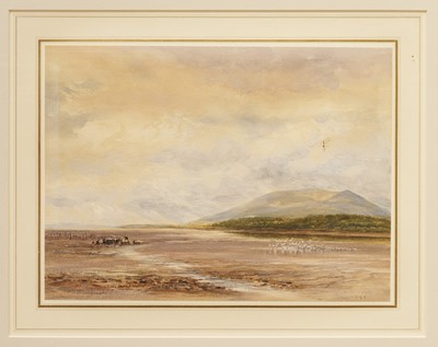 Lot 1025 - James Orrock RI (1829-1913) pencil and watercolour – Solway Firth Low Tide, signed and dated 1881, 23.5cm x 32cm, glazed frame