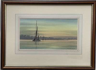 Lot 297 - Anthony Ostler (1938-) watercolour – Orwell Sundown, 16.7 x 30.7cm