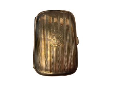 Lot 30 - 9ct gold cigarette case with engine turned decoration and engraved monogram (Chester 1915), 8.5cm x 5.5cm