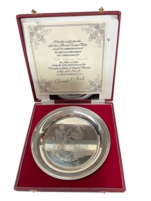 Lot 39 - Limited edition silver British Empire Plate, no. 58 of 1700, in fitted case with certificate. 19cm diameter